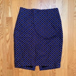 Express Blue Pattered Pencil Skirt